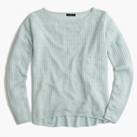 J. Crew Sweaters - J. Crew Linen Cableknit Crewneck Sweater Blue L